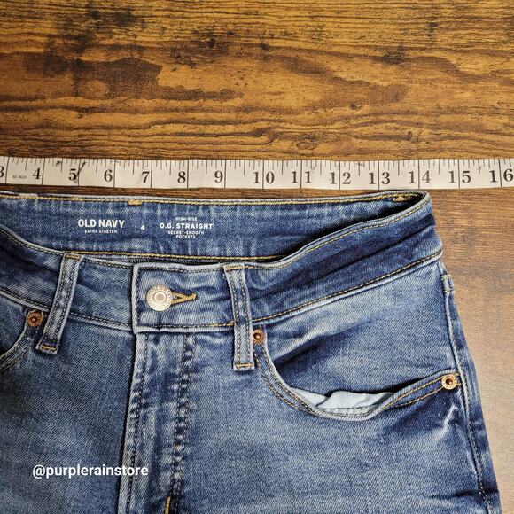 Old Navy Jeans Size 4 OG Straight High Rise Tummy Control Medium Wash - Picture 6 of 11